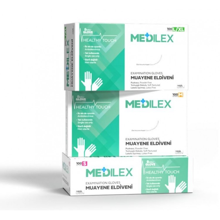 Medilex Healthy Touch Pudrasız Mavi Muayene Eldiveni - L / XL