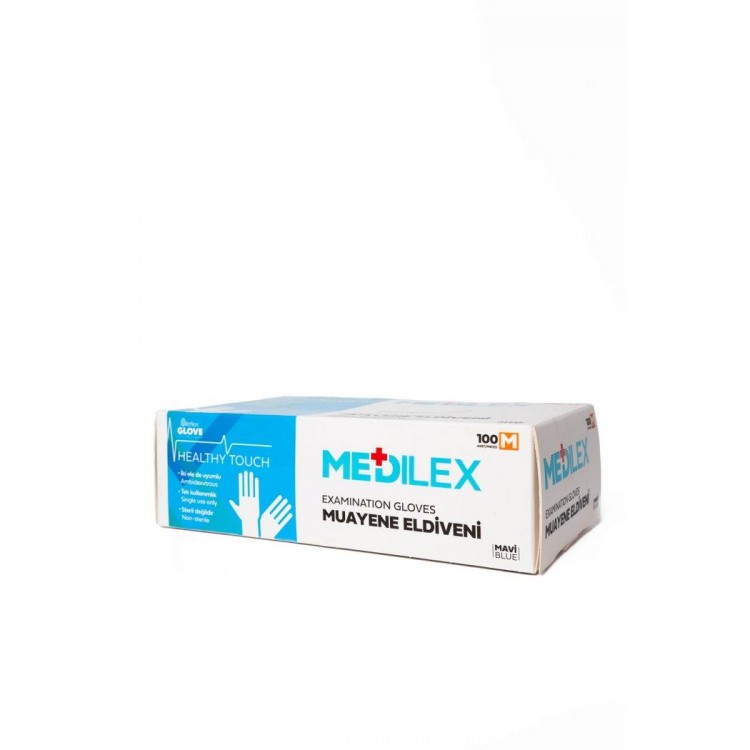 Medilex Healthy Touch Pudrasız Mavi Muayene Eldiveni - M