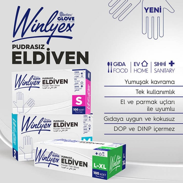 Reflex Winlyex Pudrasız Eldiven - M